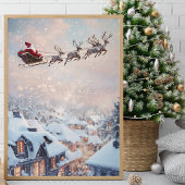Poster Sleigh et Flying Reindeer de père Noël