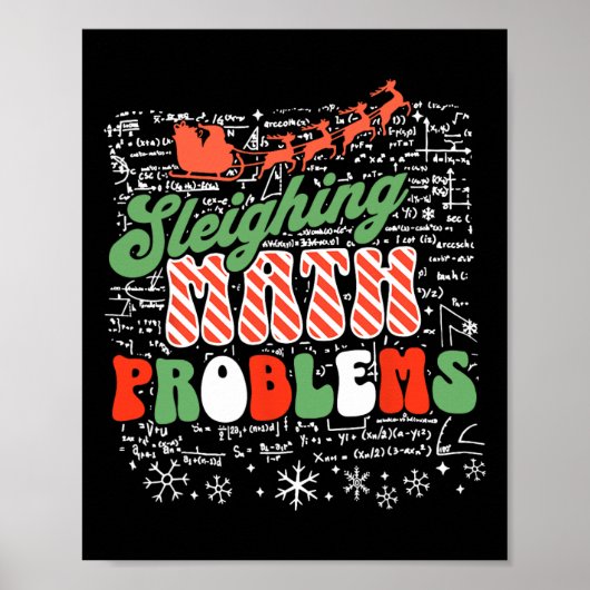 Poster Sleighing Math Problem Math Enseignant Noël (Devant)