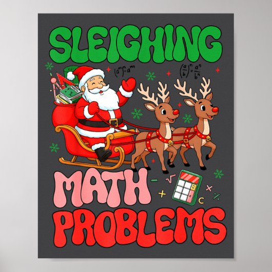 Poster Sleighing Math Problems Funny Teacher Christmas Qu (Devant)