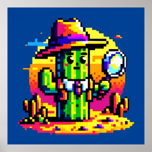 Poster Sleuth du désert : 8 bits Cactus Detenture
