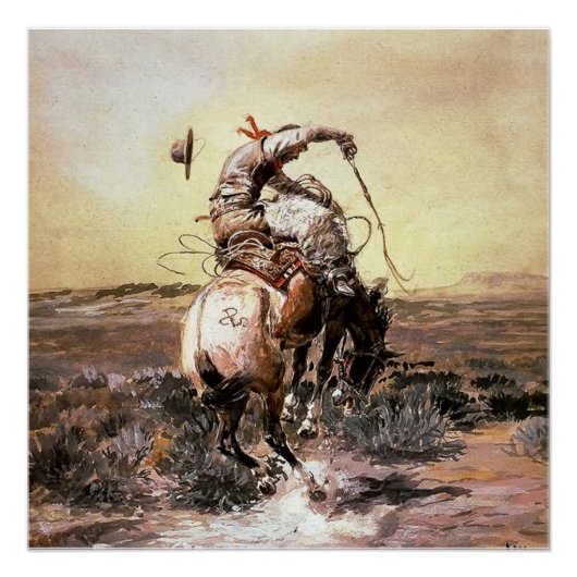 Poster "Slick Rider" Western Art de Charles M Russell (Devant)