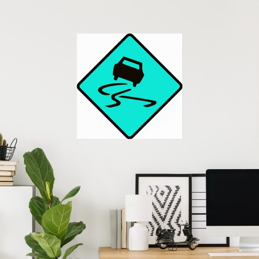 Poster Slippere quand Wet Road Signal de circulation Aust (Bureau à domicile)