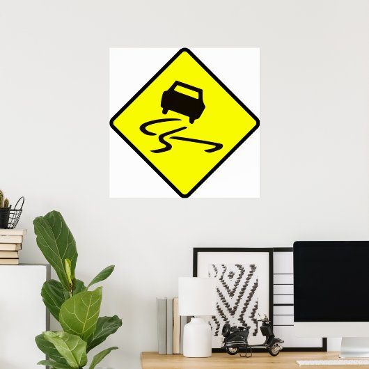 Poster Slippere quand Wet Road Signal de circulation Aust (Bureau à domicile)