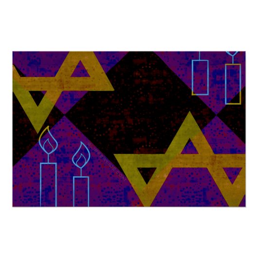 Poster SlipperyJoe's Happy Hanoukka Star de David menorah (Devant)