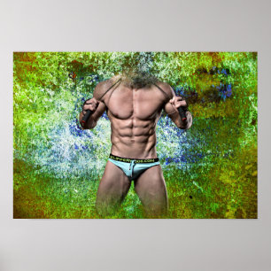 Poster SlipperyJoe's homme adulte très musclé torse nu 
