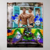 Poster SlipperyJoe's Mardi Gras Hommes violet or vert bal (Devant)
