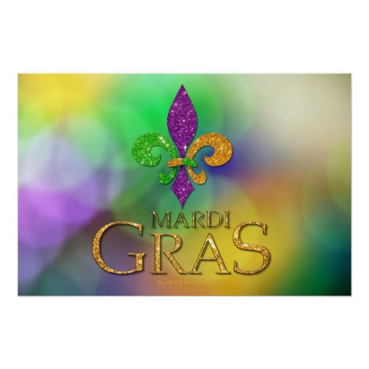 Poster SlipperyJoe's Mardi Gras violet or vert fleur-d (Devant)