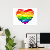 Poster SlipperyJoe's Pride Heart Scribbles forme de coeur (Bureau à domicile)