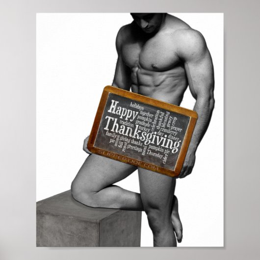 Poster SlipperyJoe's Thanksgiving man hot six pack abs un (Devant)