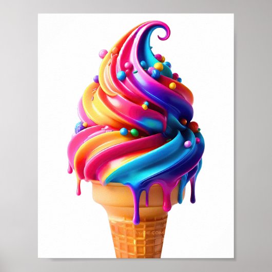 Poster SlipperyJoe's vibrante crème glacée cone classique (Devant)