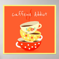 slogan anti-caféine avec tasses de café à thé