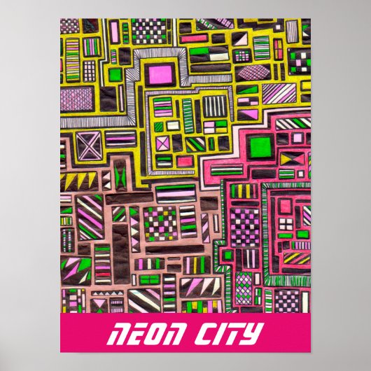 Poster slogan de Neon City pop art futuriste (Devant)