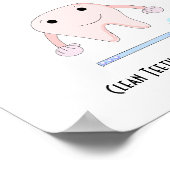 Poster Slogan dentaire avec dent rose et brosse à dents (Coin)