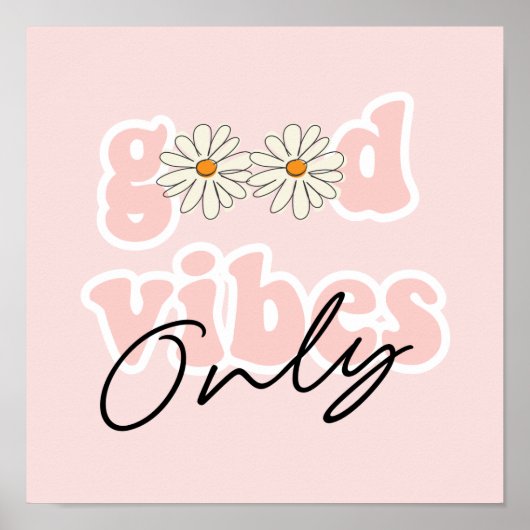 Poster Slogan hippie des années 70 de Good Vibes (Devant)