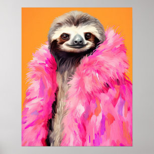 Poster Slot in Rose Fur Animal Fashion Art