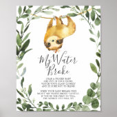 Poster Sloth Animaux Baby shower My Water Broke Signal (Devant)
