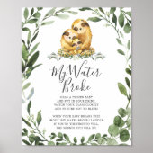 Poster Sloth Animaux Baby shower My Water Broke Signal (Devant)