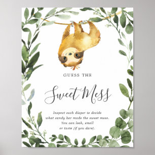Poster Sloth Baby shower Devine Le doux Signe Mess