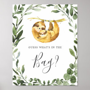 Poster Sloth Baby shower Devinez ce qu'il y a dans le jeu