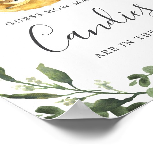 Poster Sloth Baby shower Devinez combien de bonbons Signe (Coin)