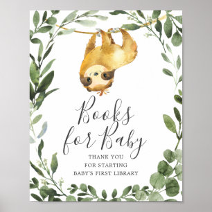 Poster Sloth Baby shower Livres Pour Bébé Signe