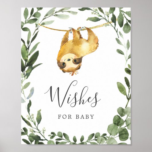Poster Sloth Baby shower Wives For Baby Sign (Devant)