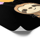 Poster Sloth Flies Up With Colorful Balloons Kawaii Sloth (Coin)