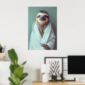 Poster Sloth in Bathrobe Art Print, Funny Bathroom (Bureau à domicile)