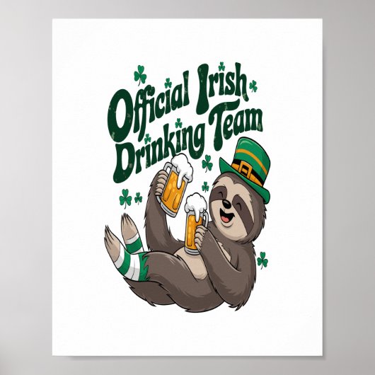 Poster Sloth Irish Drinking St Patrick's Day (Devant)