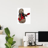Poster Sloth Jouer Guitare Électrique Kawaii Cute (Bureau à domicile)