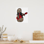 Poster Sloth Jouer Guitare Électrique Kawaii Cute (Cuisine)