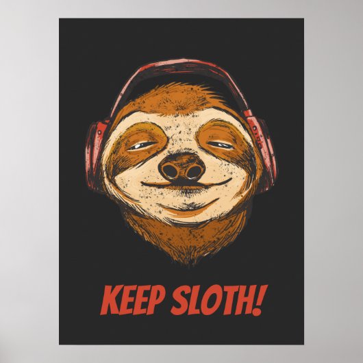 Poster Sloth Keep Calm in chillin vintage (Devant)