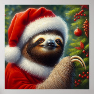 Poster Sloth Santa Claus