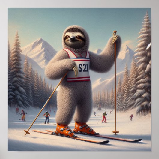 Poster Sloth Skiing (Devant)