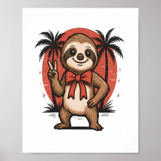 Poster Sloth Summer Beach Rocking (Devant)