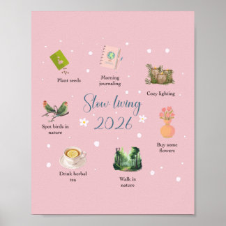 Poster Slow Living 2026 Watercolor Illustration 
