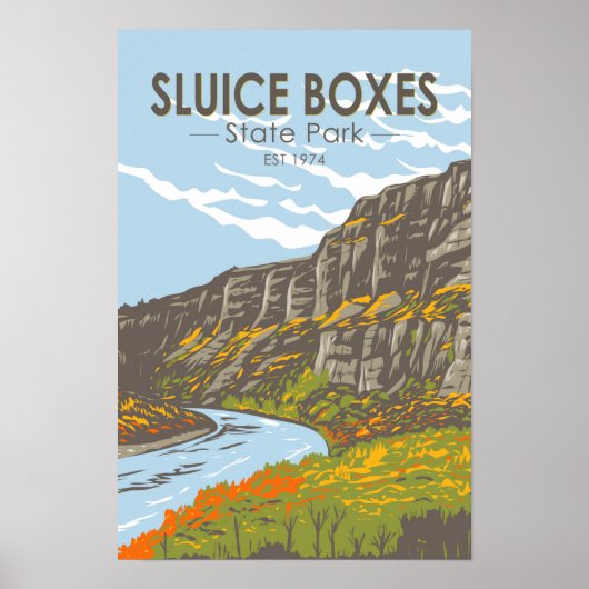 Poster Sluice Boxes State Park Montana Vintage (Devant)