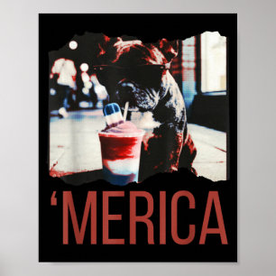 Poster Slushie 4 juillet bouledogue français américain