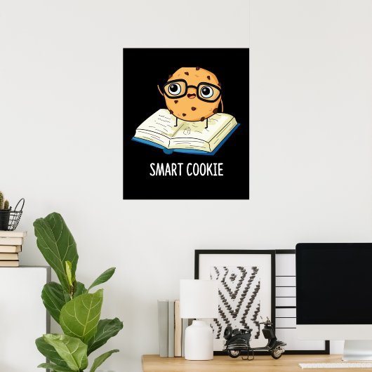 Poster Smart Cookie Funny Chocolate Chip Pun Dark BG (Bureau à domicile)
