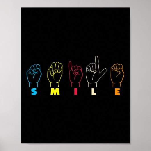Poster Smile ASL Alphabet American Sing Language ASL Teac (Devant)