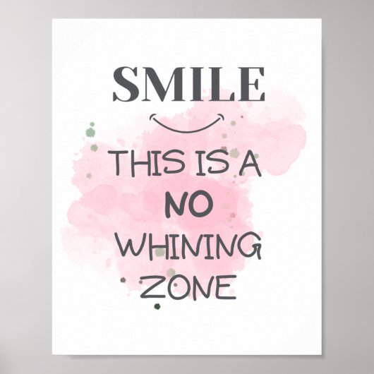 Poster Smile C'Est Une Zone De Whining Pas Drôle Décor Mu (Devant)