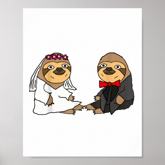 Poster Smiletodaytees Funny Sloth Mariée Et Mariage De Ch (Devant)