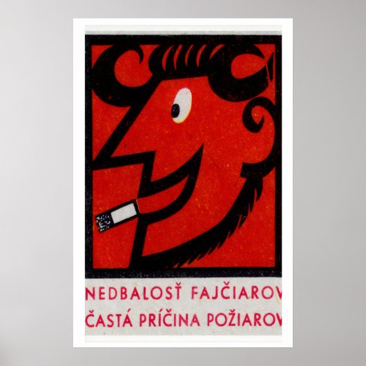 Poster Smoking Devil Ram Matchbox Art Print, Czech (Devant)