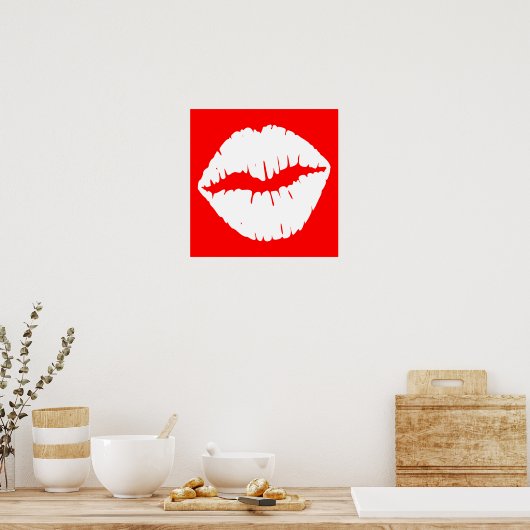 Poster Smooch rouge et blanc (Cuisine)