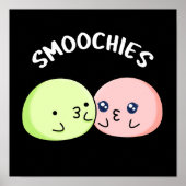 Poster Smoochies Drôle Baiser Mochi Pun Dark BG (Devant)