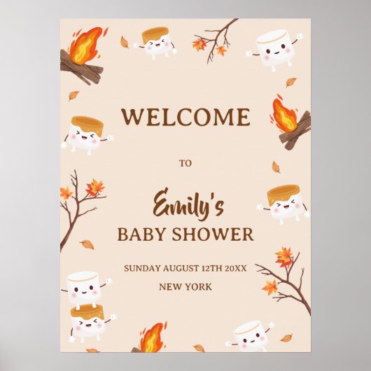 Poster S'more Love Rustic Camping Baby shower Bienvenue (Devant)