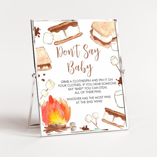 Poster S'mores Baby shower de camping Ne pas dire bébé