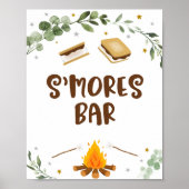 Poster S'mores Bar Camping Campfire Verdure Anniversaire (Devant)