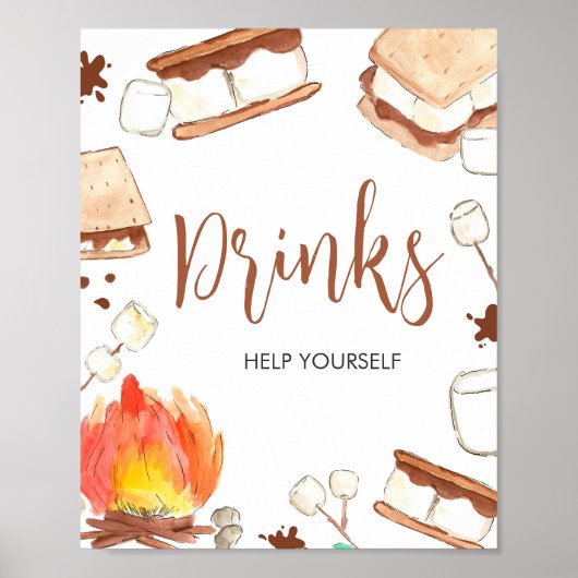 Poster S'mores Camping Baby shower Boissons (Devant)