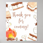 Poster S'mores Camping Baby shower Merci pour venir (Devant)